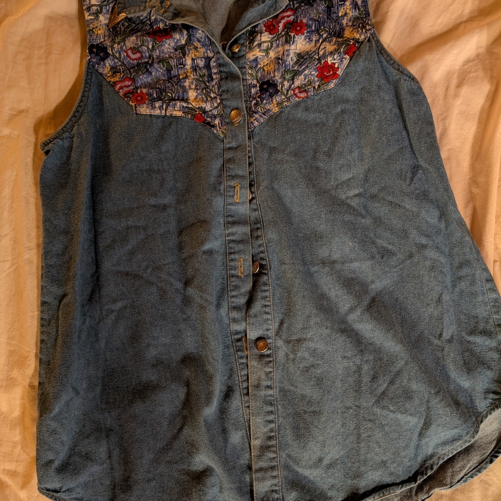 Vintage Floral Denim Top